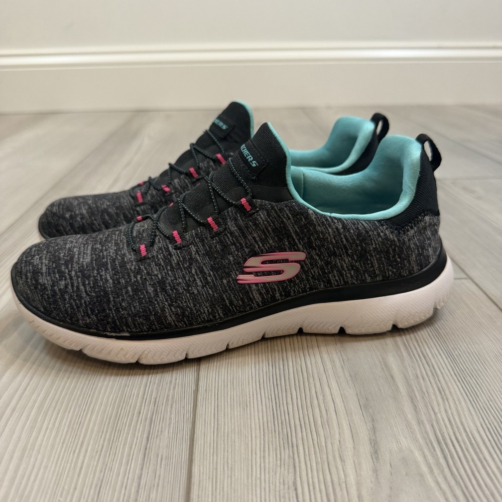 Skechers‎ Summits Quick Getaway Black Pink Shoes Sneakers 12983 Womens Sz 7.5
